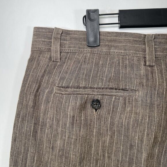 Banana Republic 100% Linen Shorts Mens Size 35 Brown Striped 11” Inseam Beemuda - Picture 10 of 13